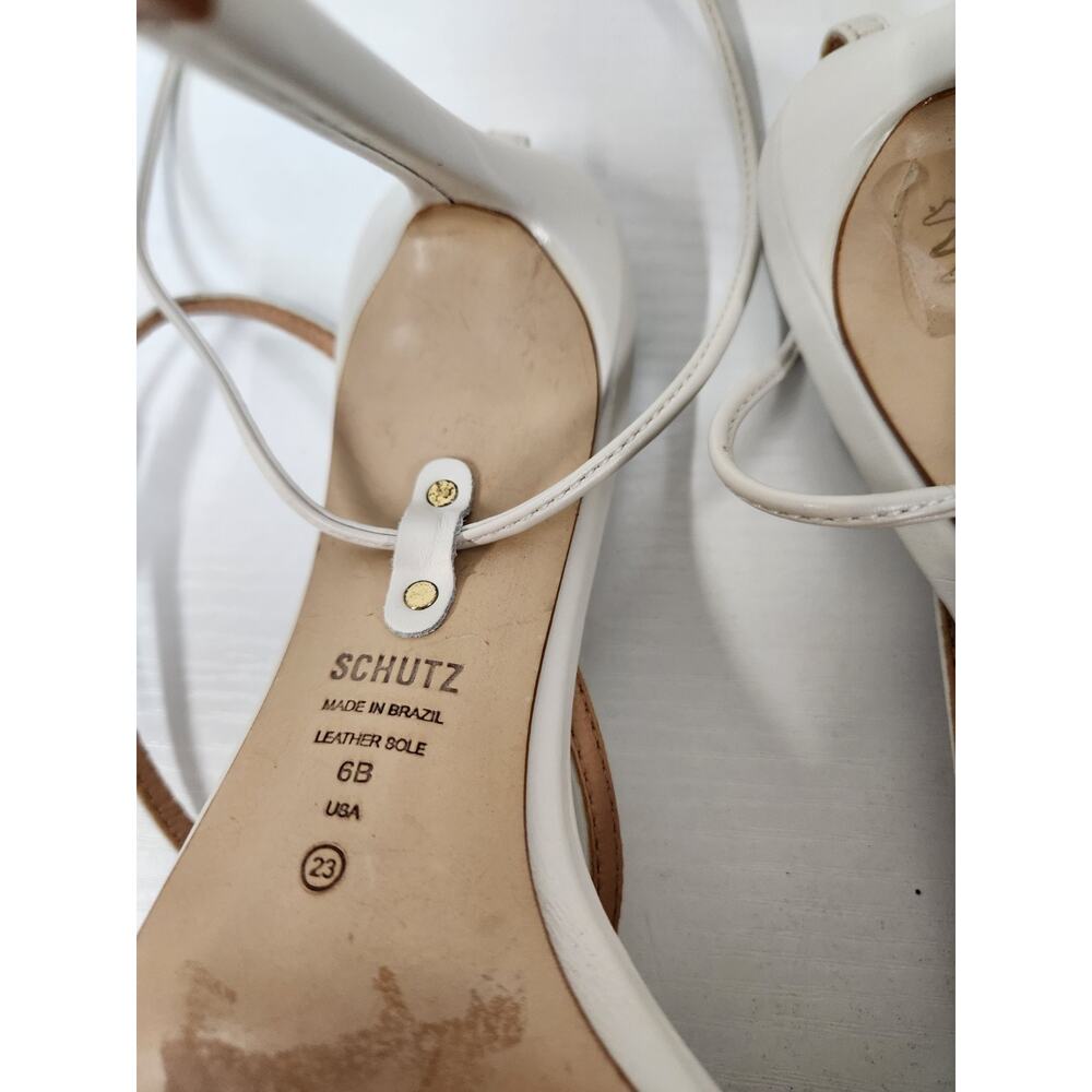 Schutz Women's Vikki Leather Ankle Tie Strappy High Heels, Size 6B, In Off White - Picture 10 of 14